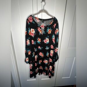 Torrid Black Floral Long Sleeve Dress Women's Plus Size 3X
